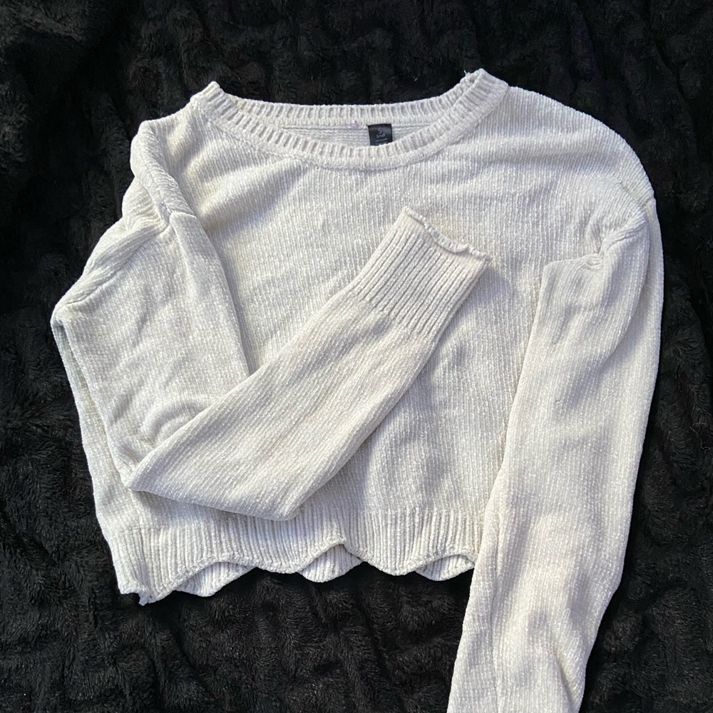 Off white cropped fleece sweatshirt